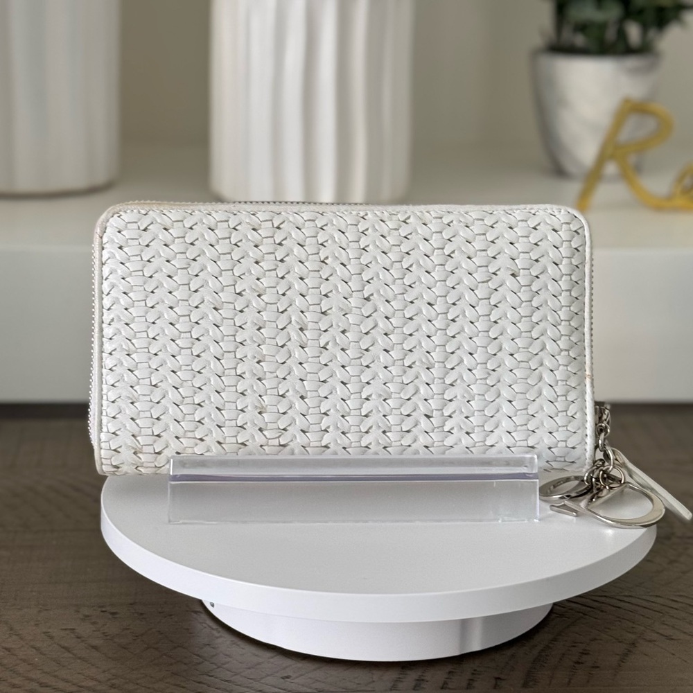 Dior Zip Around Weave Leather Wallet